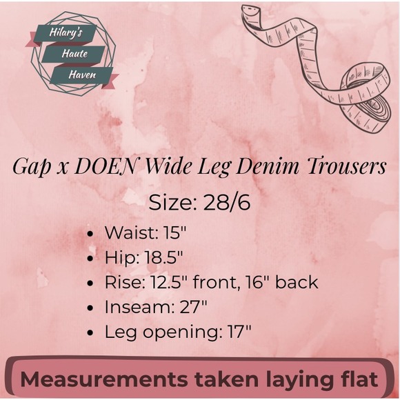 NWT Gap x DOEN High Waisted Wide Leg Denim Trousers Size 28 6 Jeans Pants Cotton - Picture 5 of 16